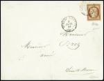 N°7 1 franc vermillon oblitéré par le cachet à date
