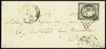 N°3i 20c. gris, obl grille sur lettre, CaD de BOURBONNE-LES-BAINS