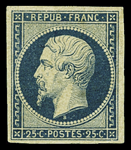 N°10a 25c. bleu foncé, belles marges, neuf *, infime