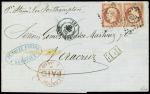 N°24b 80c. rose en paire tête-bêche, obl. GC 532 sur