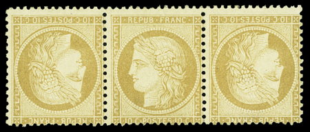 N°36b 10c. bistre, tête-bêche dans bande 3, neuf *,