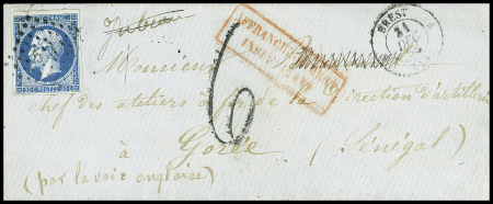 N°14 20c. bleu, obl. sur lettre, CaD de BREST du 31