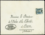 N°29B 20c. bleu, obl. sur lettre à destination de CAEN,