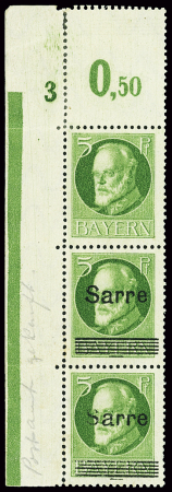 N°18 5p. vert-jaune, variété par pliage, non surchargé