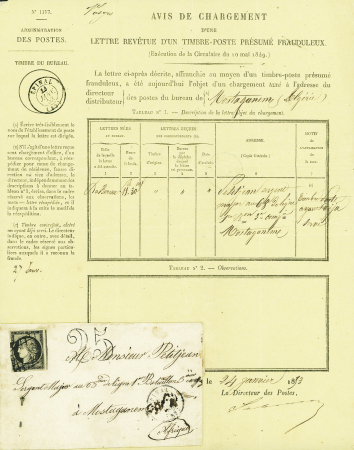 N°3 20c. noir, obl. sur lettre, CaD de EPINAL du 24