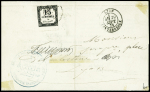 N°3  15c. noir (I), obl. boite J sur LAC d'Angers du