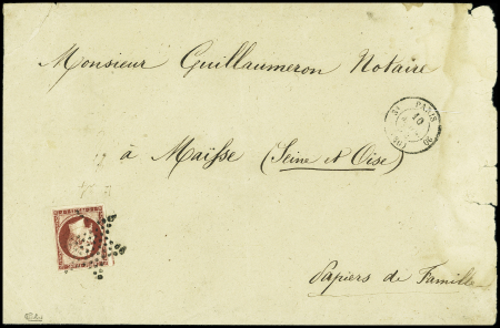 N°18 1f carmin, amorce de voisin à gauche, obl. étoile