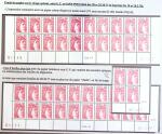 N°1972 1f rouge Sabine : feuille entière TD6-7 avec
