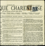 N°83 et 85 obl. TYPO sur Journal "LA CHRONIQUE CHARENTAISE" du 24/2/78, TB, cote Cérès