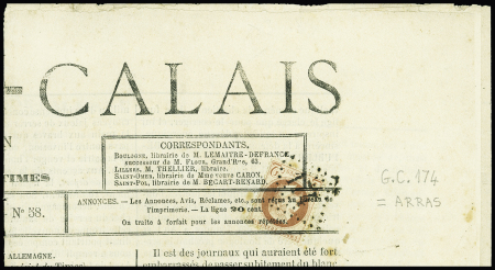 N°26B 2c. rouge-brun clair, T II, obl. GC 174 et TYPO s. Journal LE PAS DE CALAIS du 17/12/70, TB
