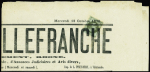 N°25 1c. vert-bronze, obl. TYPO sur Journal de VILLEFRANCHE du 12/10/70, TB