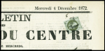 N°25 1c. vert-bronze, obl. TYPO et CàD (ISSOUDUN) du 3/12/72 s. Journal "Bulletin des Marchés du Cen