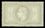 N°33 5f. violet-gris, bien centré, neuf *, infime trace
