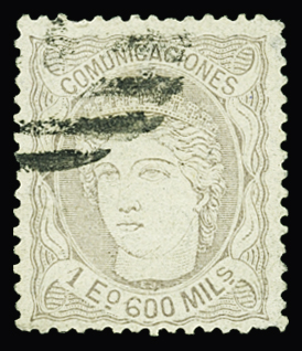N°111 1e.600m. violet-gris, obl., neufs **, pli et