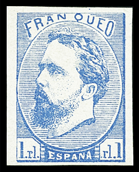 N°1a 1r. bleu clair, variété sans tilde, neuf *, TB