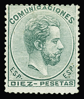 N°128 10p. vert Amédée 1er, neuf *, réparé, B/TB