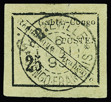 N°15 25 c. noir s. vert, obl. càd LIBREVILLE 6 5 93,