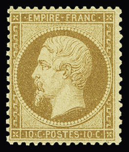 N°21 10c. bistre, très frais, neuf **, SUP. Certif