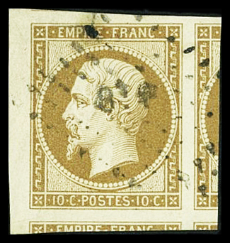 Superbe n°13Bb 10c bistre-brun avec bdf et 4 voisins,