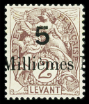 N°62b ERREUR sur timbre du Levant, neuf **, TTB. Cert.