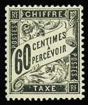 N°21 60c noir, neuf **, SUP. Signé JF.Brun + Certif