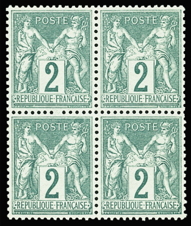 N°74 2c vert, BLOC de 4, neuf **, fraîcheur postale,