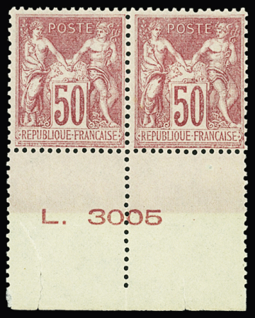 N°104 50c rose, PAIRE bdf avec N°, neuf **, TTB