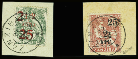 N°63 + 64, obl. sur petits fragments laissant le cachet