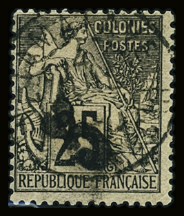 N°7c 5 s. 25c. noir s. rose, obl., TB. Signé Brun