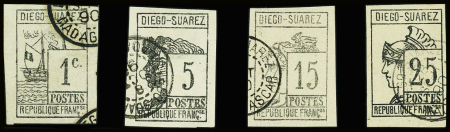 N°6 à 9 obl,. B/TB, (6 et 7 avec légers plis). N°6