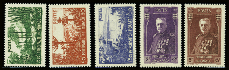 N°135/139 jardins de la principauté 5 valeurs neuf