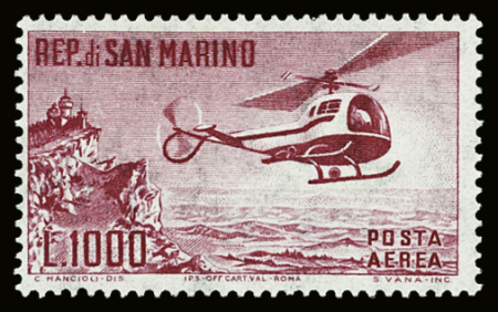 POSTE AERIENNE N°127 1000L hélicoptère neuf ** TB