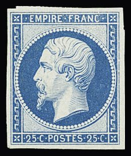 N°15c 25c bleu, Réimpression de 1826, neuf *, TB