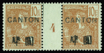 N°49 10f en paire millésime 4, neuf sans gomme (reste