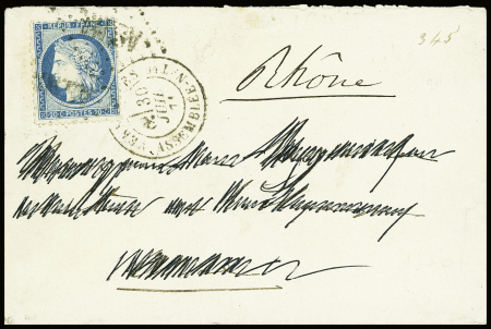 N°37 20c bleu sur lettre obl ASNA (30 juil 71) TB