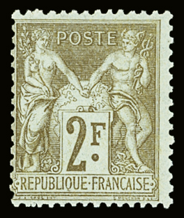N°105 2f bistre sur azuré neuf ** TB