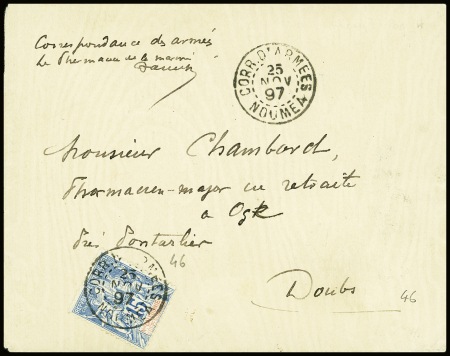 N°46 obl CAD rond "Corr d'armées Noumea" (1897) ré