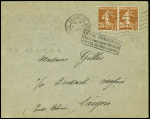 N°235 en paire obl mec Paris 24 (9.1.1933) sur let
