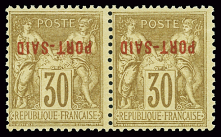 N°11Aaa 30c brun, variété surcharge renversée, et variété