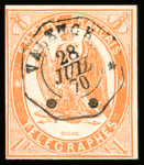 N°3 1f orange, obl. VALENCE 28/7/77, TTB