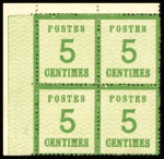 N°4 5c. vert-jaune, en bloc de 4, CdF, neufs *, TB