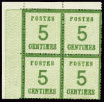 N°4 5c. vert-jaune, en bloc de 4, CdF, neufs *, TB