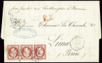 N°24 80c. rose en bande de 3, obl. GC 1769 sur LAC