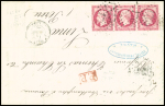 N°24 80c. rose en bande de 3, obl. GC 1769 sur LAC