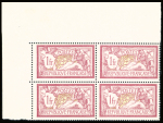 N°121 1 lie-de-vin et olive, en bloc de 4, CdF, neufs