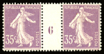 N°136 35c. violet clair IIA, en paire millésime, bon