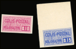 N°156a 10c. lilas-rose, ND + n°157a 15c. outremer,