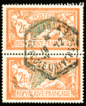 N°145c 2f orange et vert, variété écusson brisé TaN,