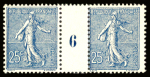 N°132 25c. bleu foncé, paire Millésime 6, bon centrage,