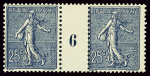 N°132 25c. bleu foncé, paire Millésime 6, bon centrage,